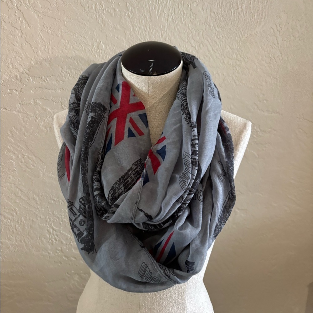 Gray Infinity scarf London Print Scarf